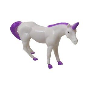 White & Purple Plastic Unicorn Figurine Toy Cake TopPer Fantasy Figure